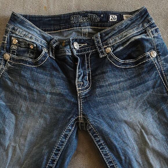 Miss Me Signature Bootcut Jeans Embellished Wings Distressed Women’s 26 - Picture 4 of 9